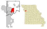 Clay County Missouri Incorporated and Unincorporated areas Liberty Highlighted